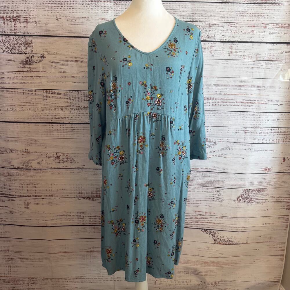 Boden Eliza Draped Floral Dress Heritage Blue Size 14L